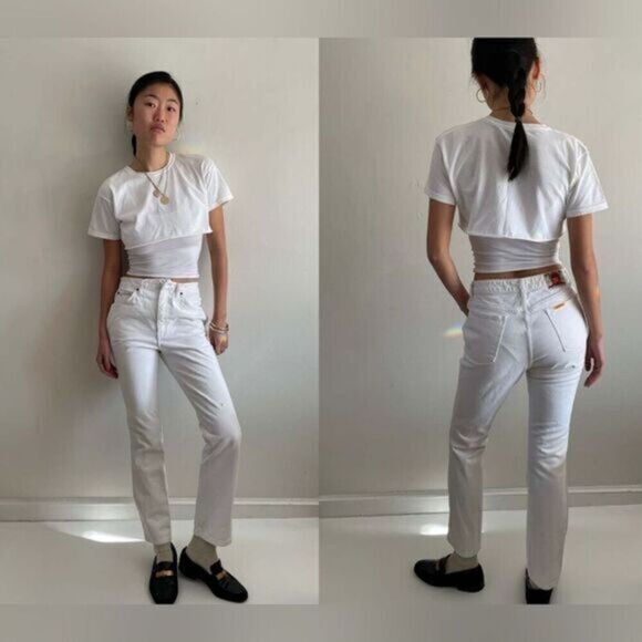 NWT EDWIN Women’s Jeans Anthropologie Anderson Ankle Ivory White - Size 32 - Picture 1 of 12